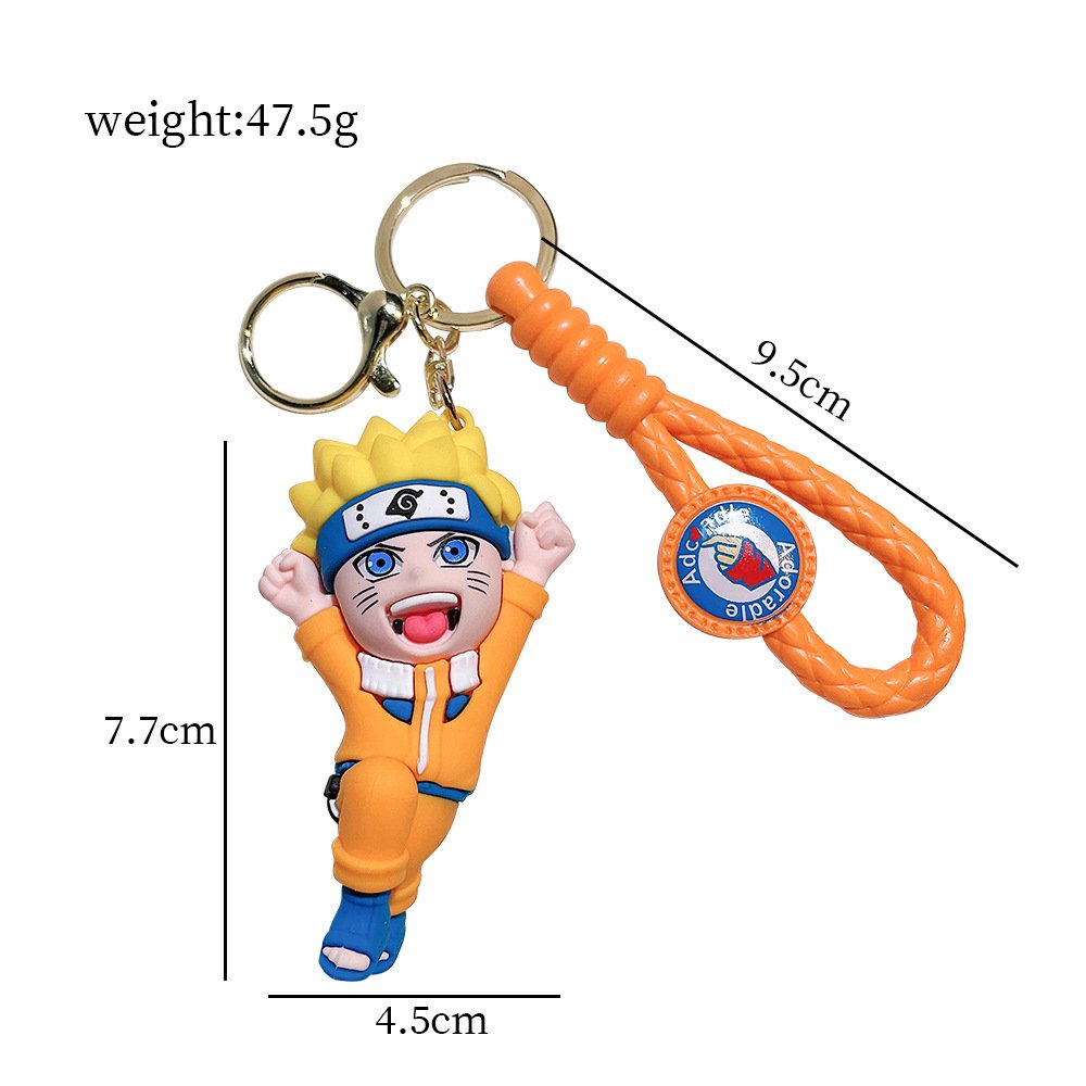 3D Doll Lovely Cartoon Ninja Keychain Car Key Accessories Promotional Gifts Anti-Lost Key Chain with Wrist Strap PVC Key Ring