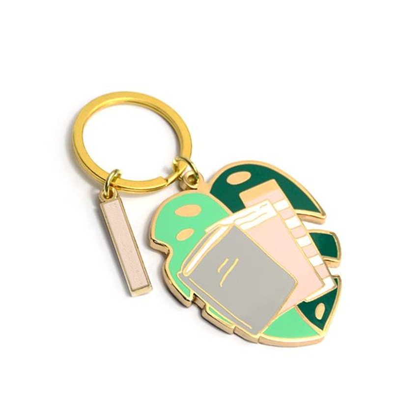 charming fashion monstera leaves enamel keychain accessories designed tropical plant leaf metal gift car key chain