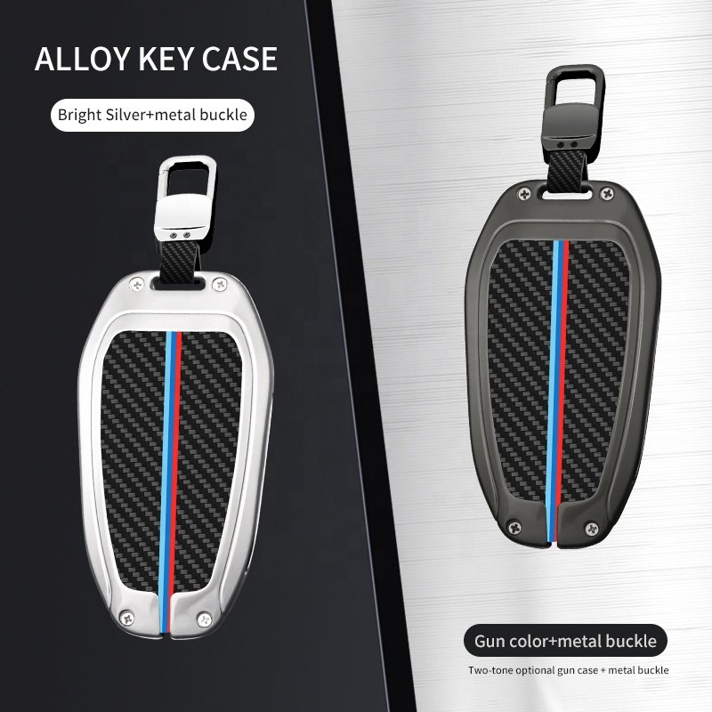 Carbon Fiber Design Car Key Cover For Peugeot Zinc Alloy Leather Remote Car Key Case Cover Quality Wholesale Car Cover Key