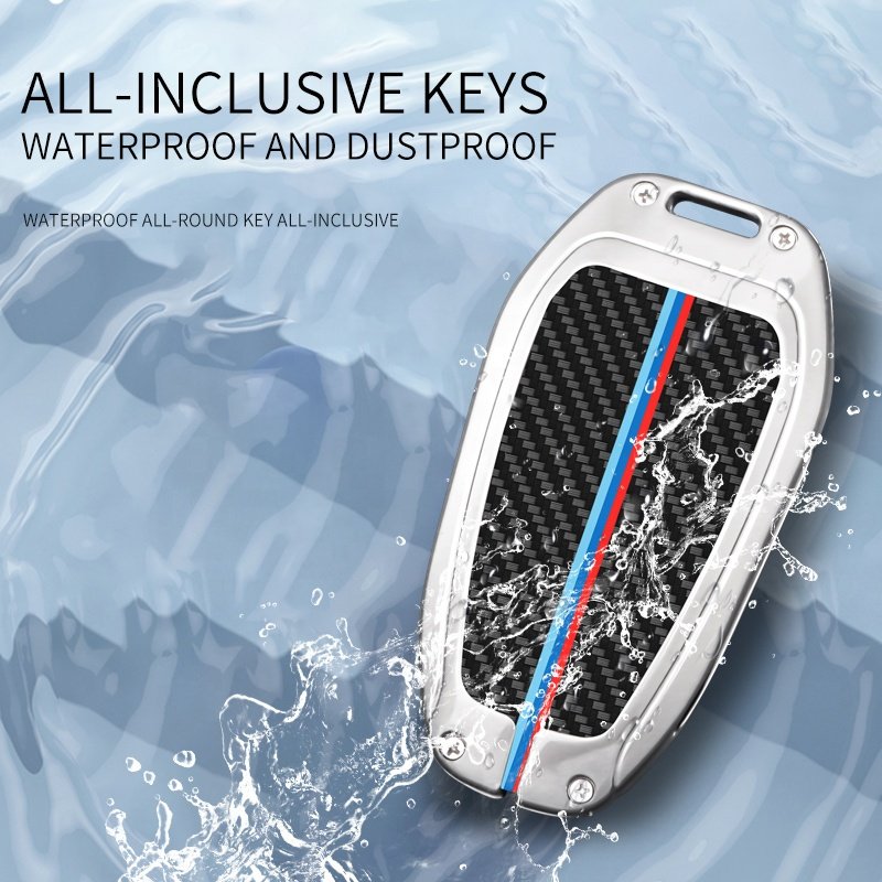 Carbon Fiber Design Car Key Cover For Peugeot Zinc Alloy Leather Remote Car Key Case Cover Quality Wholesale Car Cover Key