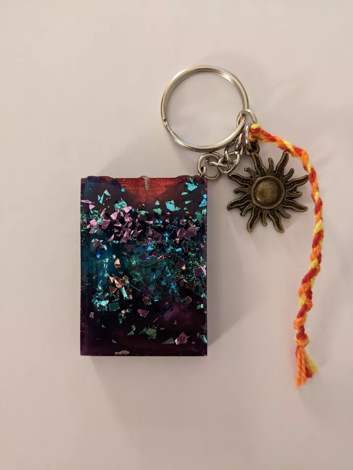 Handmade Resin Tarot Card Key Chain With Charm and Intention Braid The Bird Key Ring for Car Key Handbag Charm Pendant