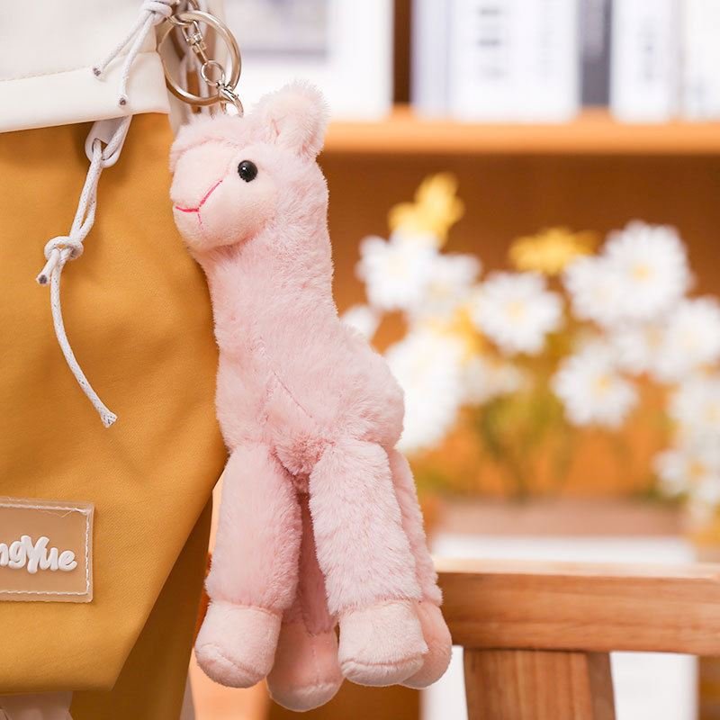Kawaii Keychain Alpaca Women Animal Stuffed Alpaca Keyring Accessory Clip for Car Key Backpack Purse Llama Plush key chains Toys