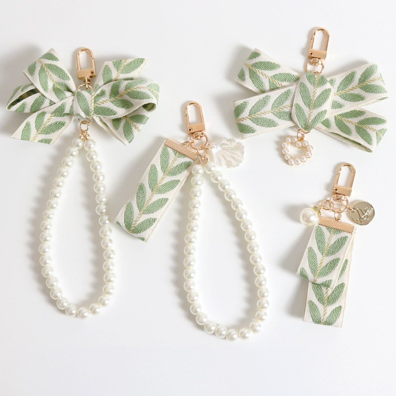 Fashion foliage Keychain Lanyard Lace Ribbon Cute conch Pendant Key Chain Car Keyring Holder Bag Charms Accessories