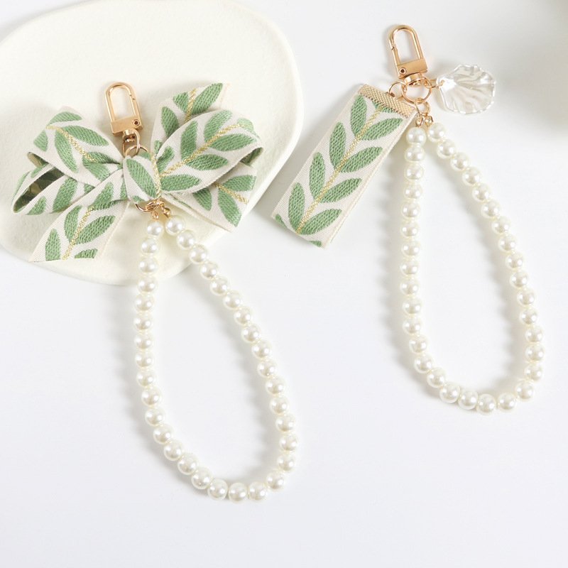 Fashion foliage Keychain Lanyard Lace Ribbon Cute conch Pendant Key Chain Car Keyring Holder Bag Charms Accessories