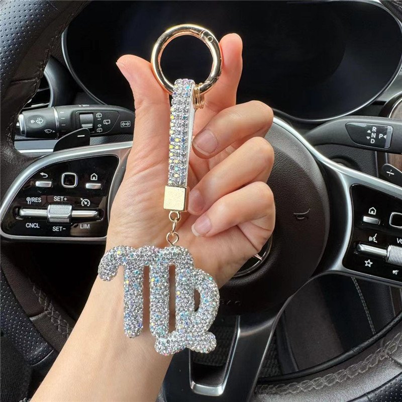 12 Constellation Crystal Diamond Rhinestone Accessories Decoration Hanging Rope Keychain Tumbler Mugs Cup Car Bag Phone Pendants