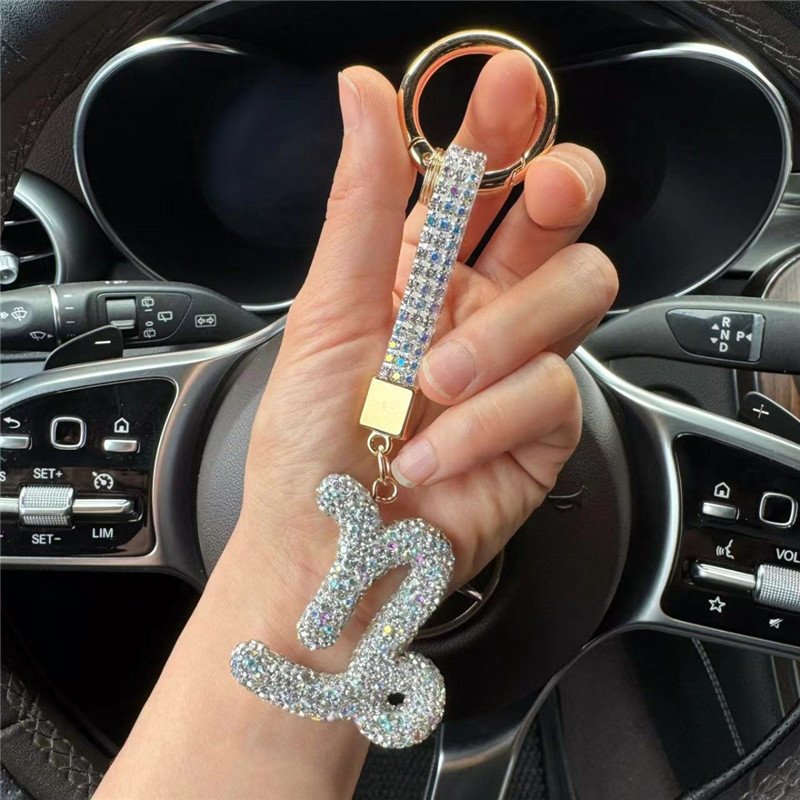 12 Constellation Crystal Diamond Rhinestone Accessories Decoration Hanging Rope Keychain Tumbler Mugs Cup Car Bag Phone Pendants