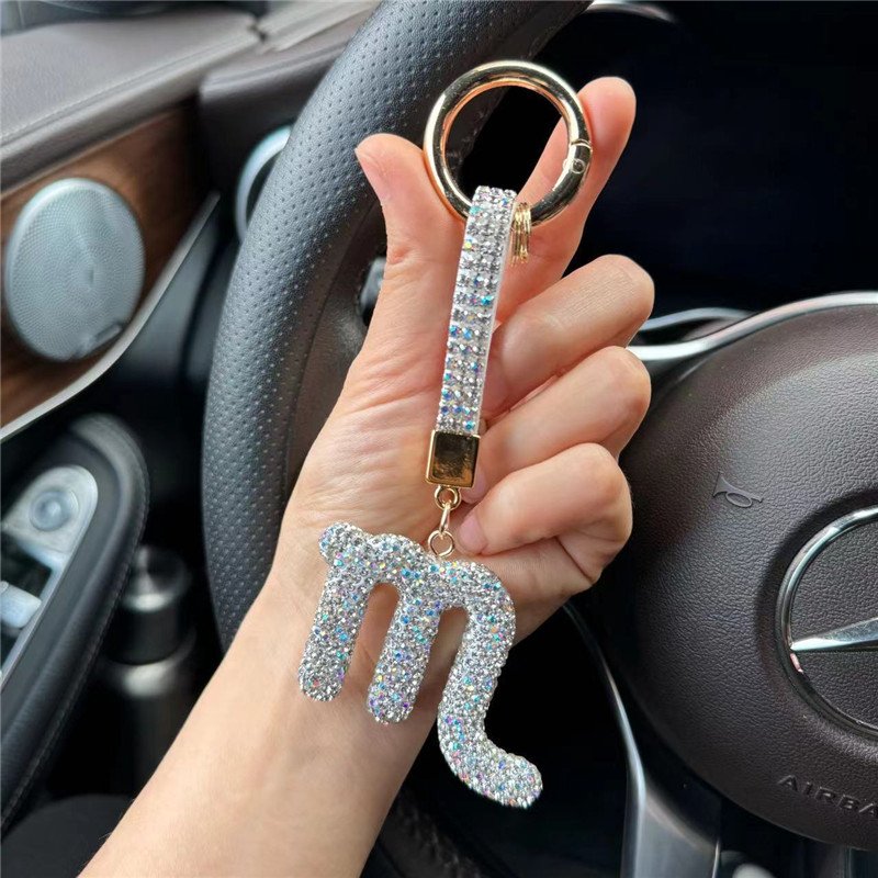12 Constellation Crystal Diamond Rhinestone Accessories Decoration Hanging Rope Keychain Tumbler Mugs Cup Car Bag Phone Pendants