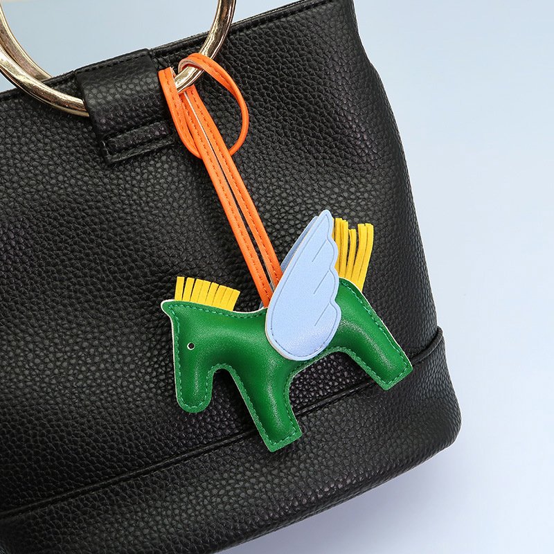 Fashion PU Leather Pony Bag Charm Rocking Horse Pendant For Car Bag Hanging Ornament Keychain Decoration DIY Bag Accessories
