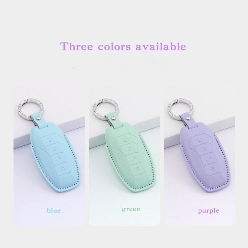 4 Buttons PU Leather Car Key Case for BYD Remote Control Protect Cover Auto Accessories Leather Keychain Car Key Shell Bag