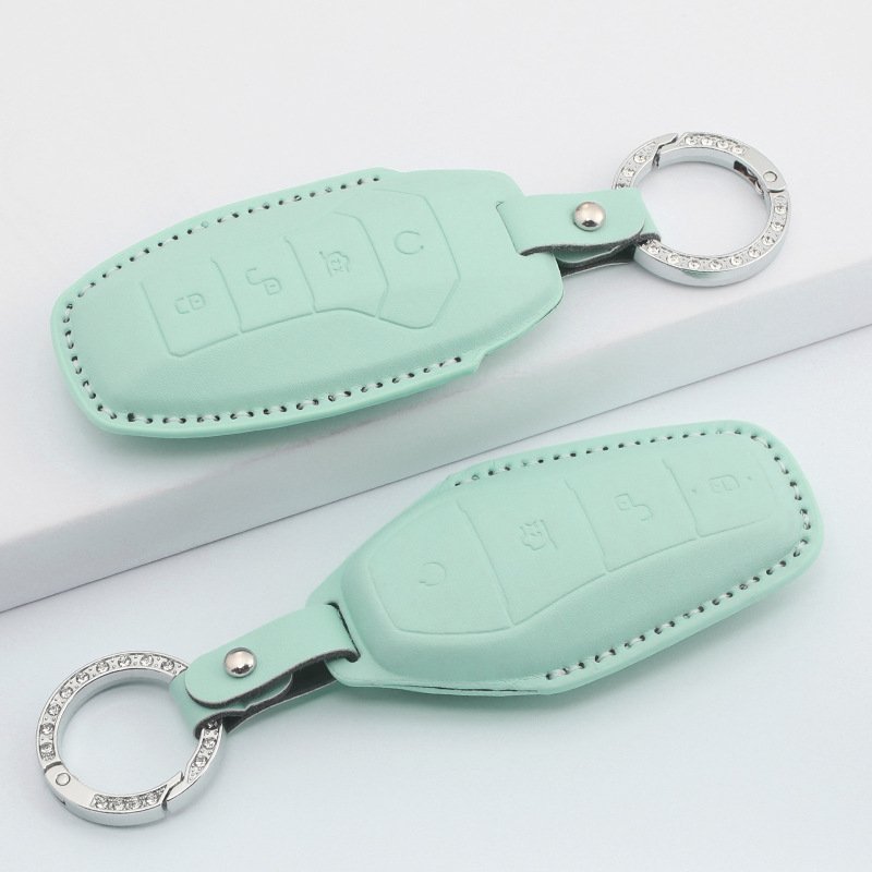 4 Buttons PU Leather Car Key Case for BYD Remote Control Protect Cover Auto Accessories Leather Keychain Car Key Shell Bag