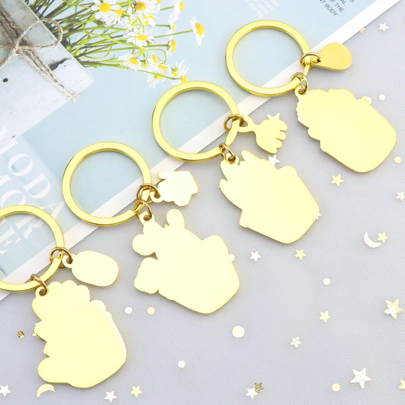 Xun Xin Pot Maple Leaf Monstera Succulent Cactus Mini Plastic Leaf Plant Keyring Key Ring Custom Metal Keychains