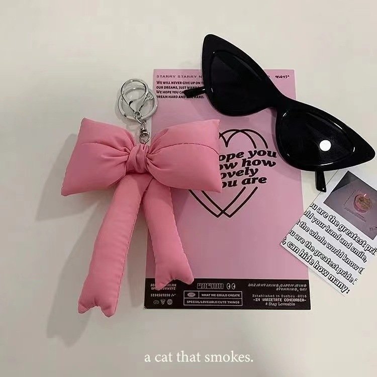 Fashion Handmade Leather Bow Keychain Bow-knot Keychain Car Keyring Holder Purse Bag Charm