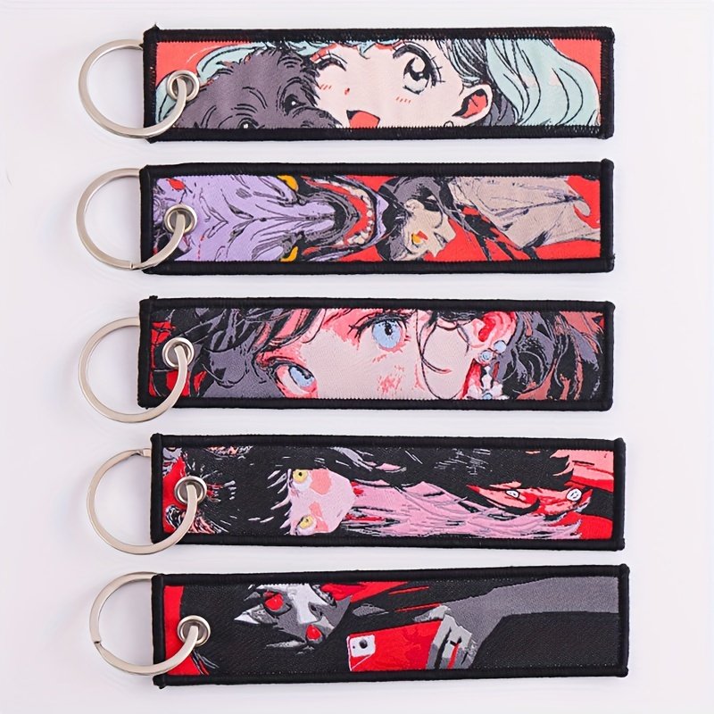 Customize Logo Keyring keytags Llaveros Personalizados key Chain Ring Tag Woven Fabric Anime Jet Tags embroidered Keychain