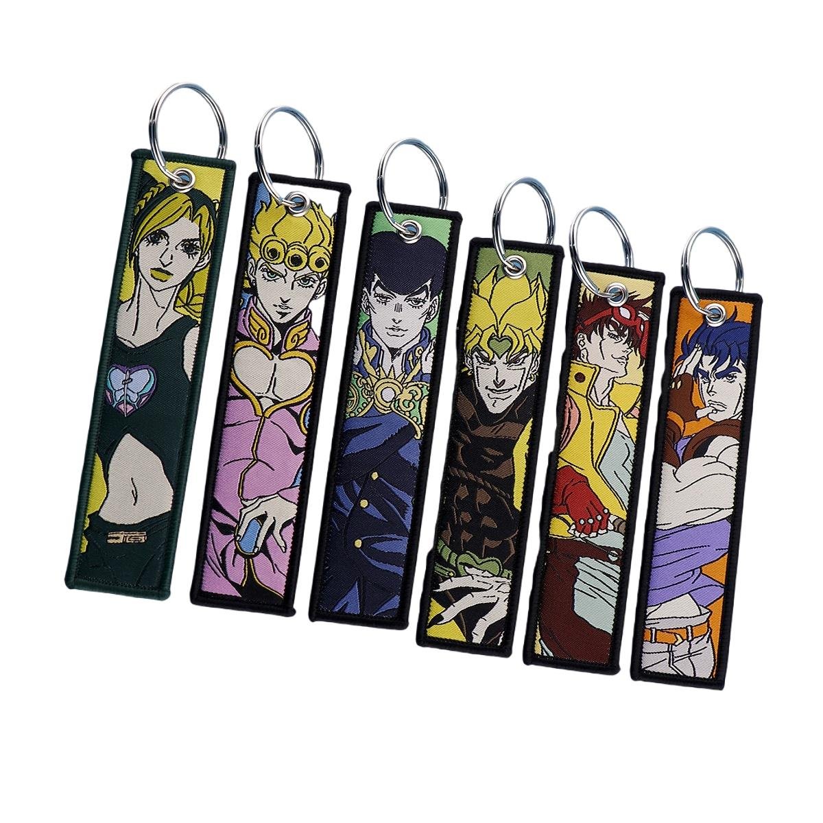 Customize Logo Keyring keytags Llaveros Personalizados key Chain Ring Tag Woven Fabric Anime Jet Tags embroidered Keychain