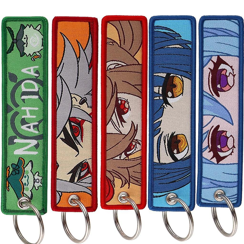 Customize Logo Keyring keytags Llaveros Personalizados key Chain Ring Tag Woven Fabric Anime Jet Tags embroidered Keychain