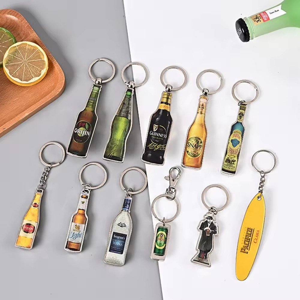 Xun Xin Alcohol Beer Bottle Keychain Metal Simulation Mini Beer Cocktail For Men Women Boyfriend Gift Car Key Miirror Keyring