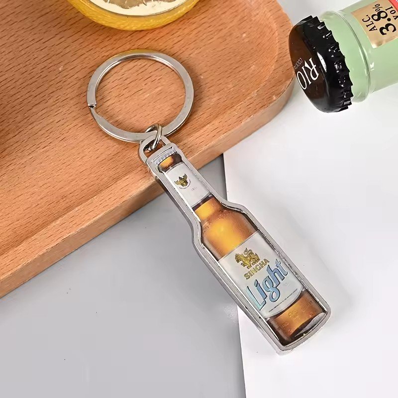 Xun Xin Alcohol Beer Bottle Keychain Metal Simulation Mini Beer Cocktail For Men Women Boyfriend Gift Car Key Miirror Keyring