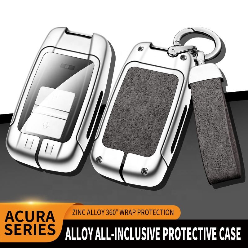 Wholesale Zinc Alloy Leather Car Key Cover Case Shell For Acura Rlx Rdx Mdx Ilx Tlx Custom Car Logo Keychain Accessories