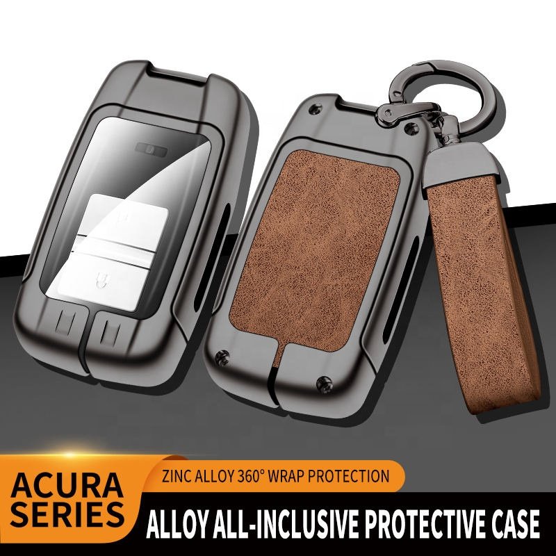 Wholesale Zinc Alloy Leather Car Key Cover Case Shell For Acura Rlx Rdx Mdx Ilx Tlx Custom Car Logo Keychain Accessories