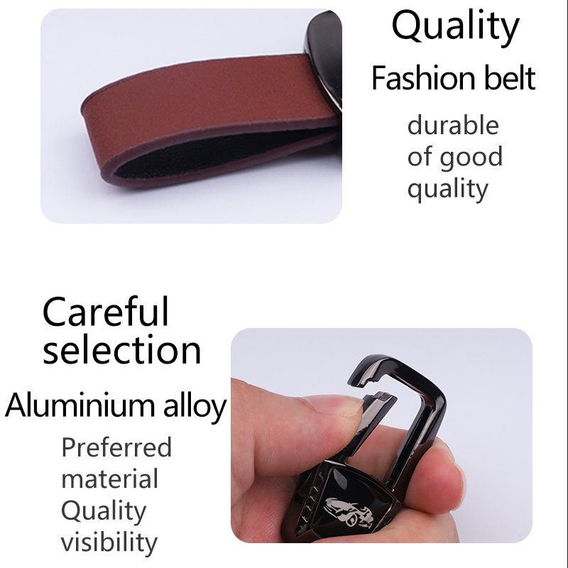 New fashion car brand key ring Metal leather easy assembly remote control car key sleeve accessories red Custom leather