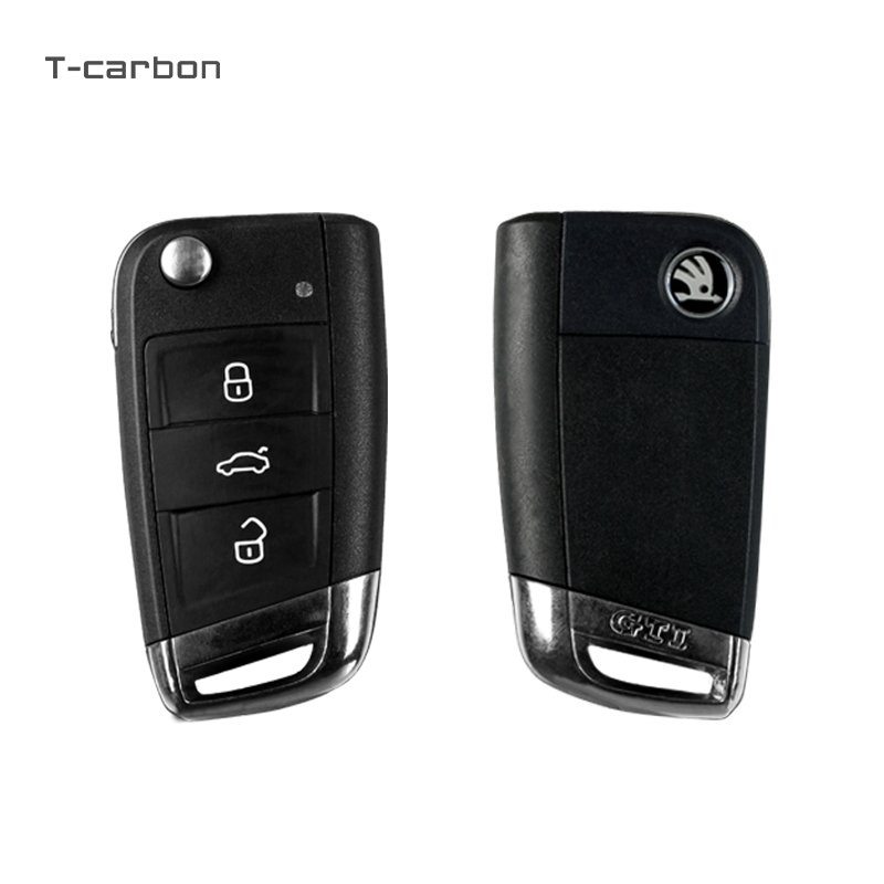 T-carbon Carbon Fiber Car Key Cover Fob Case Key Holder Fit For GM key bag VW GTI SKODA Car Accessories Key Case