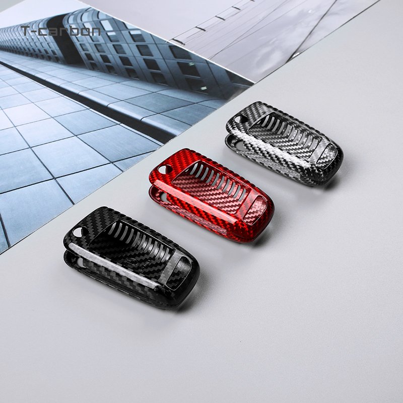 T-carbon Carbon Fiber Car Key Cover Fob Case Key Holder Fit For GM key bag VW GTI SKODA Car Accessories Key Case