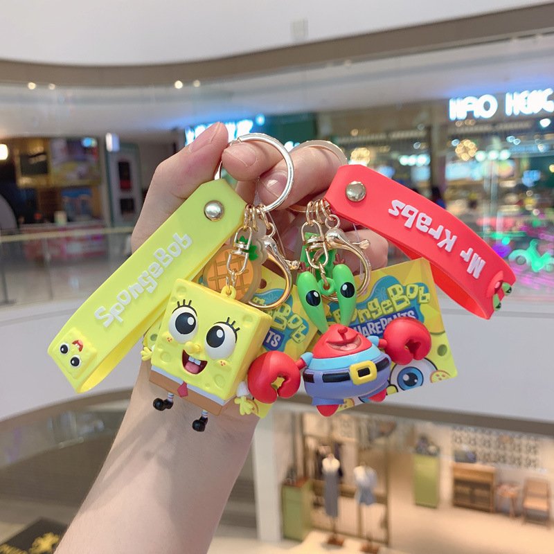 XM Cartoon Spongebob Cute Pop Lovely Couple Car Key Chain Bag Pendant Keyring Accessories Gift Girl Patrick Star Keychain