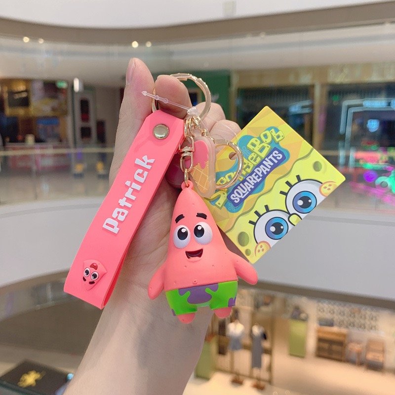 XM Cartoon Spongebob Cute Pop Lovely Couple Car Key Chain Bag Pendant Keyring Accessories Gift Girl Patrick Star Keychain