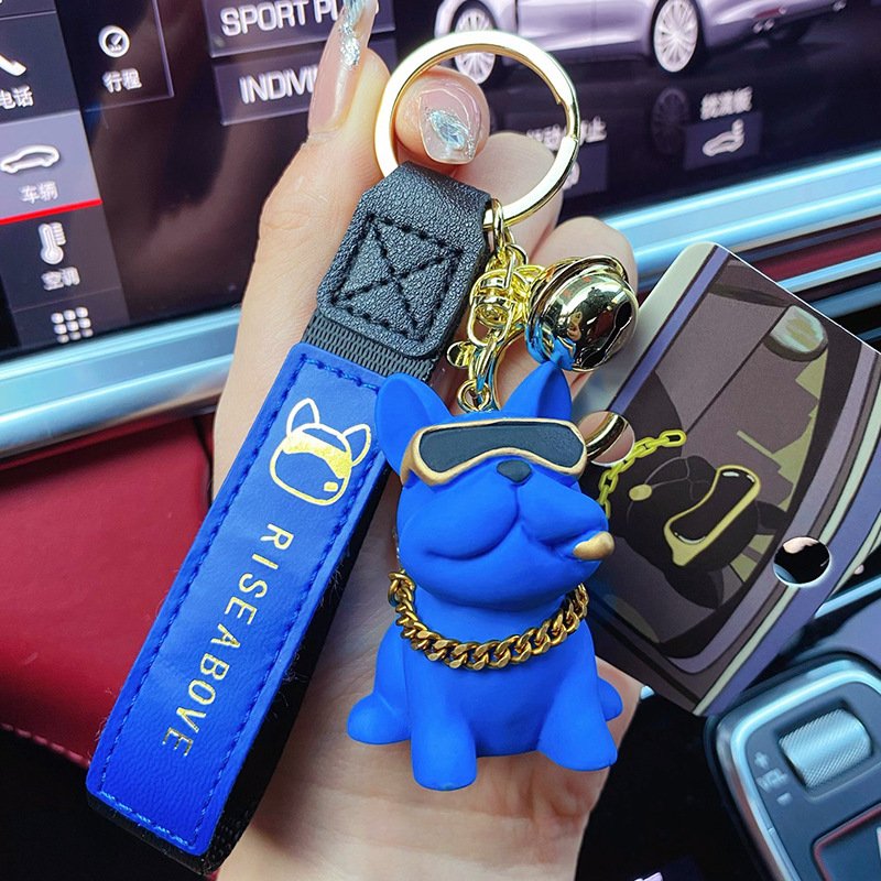 Business Men Gift Car Interior Accessories Resin Rubber Plastic Spaceman Astronaut Puppy Key Ring French Bulldog Key Chain