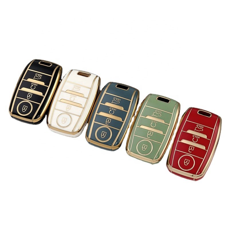 Gold Edge TPU Key Fob Cover Fit for Kia Optima Sorento Sportage Soul Forte Niro class car key case Accessories