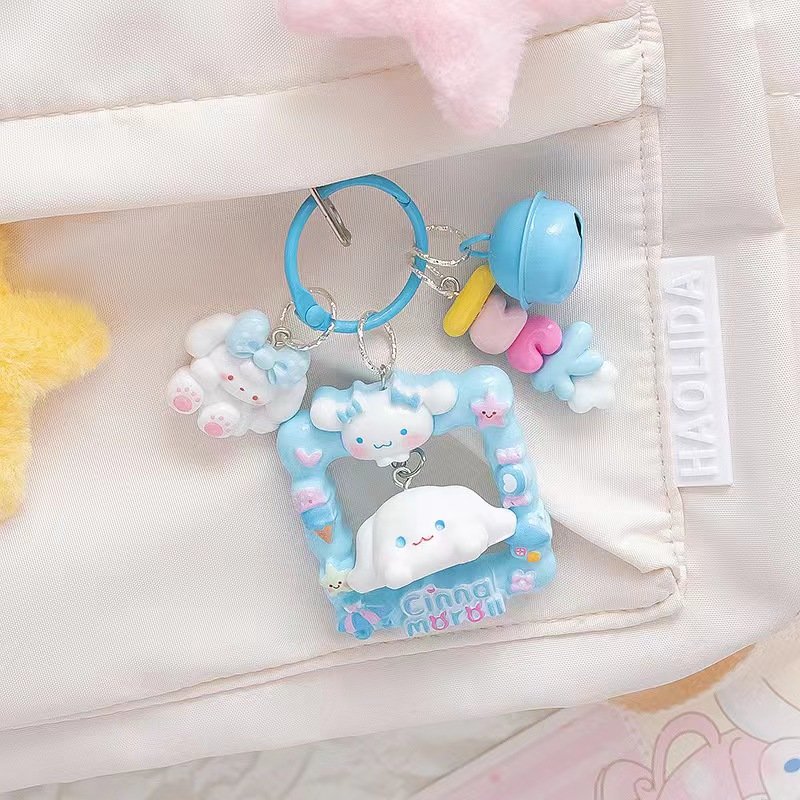 Ruigao Kawaii Cute Resin Keychain Pochacco Cinnamoroll kulomi Kt key Rng Cartoon Anime Frame Charm Chain Cute Doll Pendant Gift