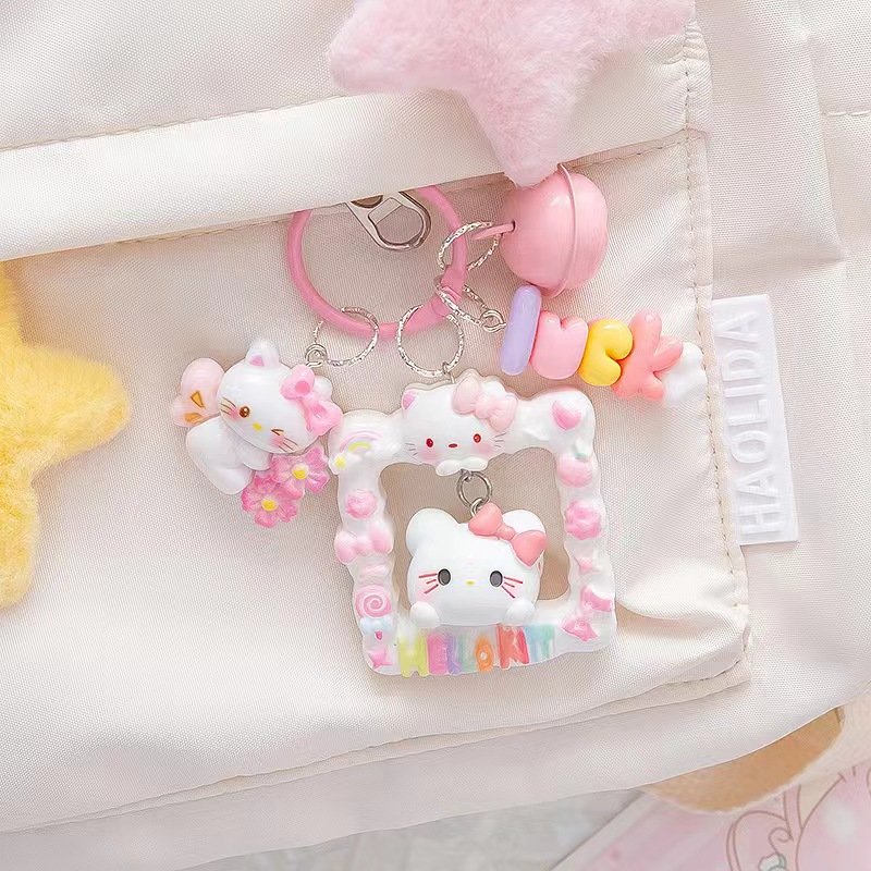 Ruigao Kawaii Cute Resin Keychain Pochacco Cinnamoroll kulomi Kt key Rng Cartoon Anime Frame Charm Chain Cute Doll Pendant Gift