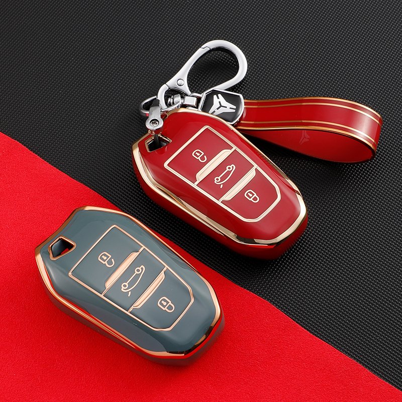 Car Key Fob Cover Case Fit for Peugeot 4008 5008 308 Key Protective Cover Keychain TPU Key Holder Car Accessory
