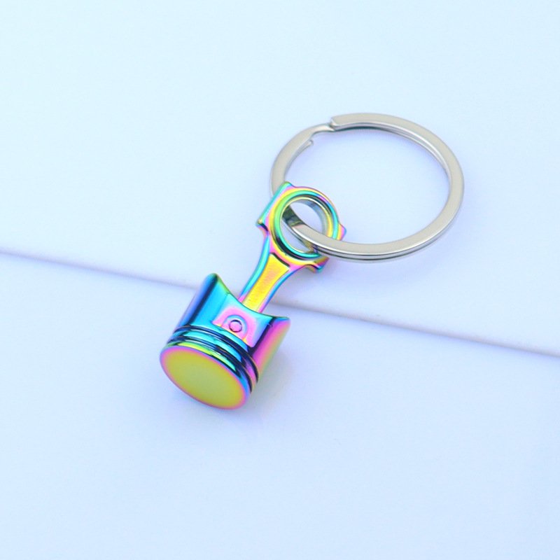 Custom logo car modification creative engine gold piston keychain mini simulation metal piston key pendant