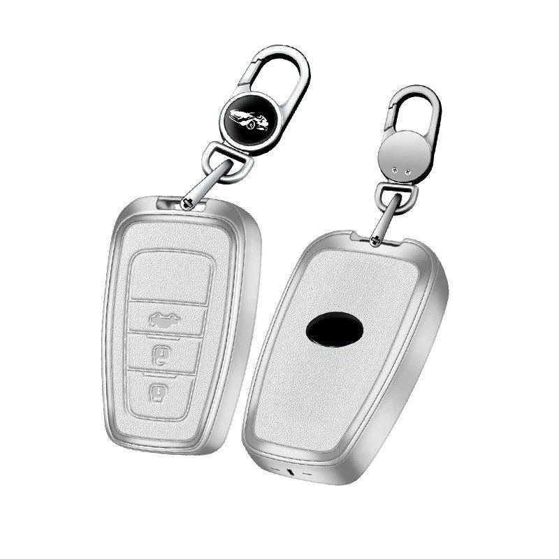 Alloy Car Key Case For Toyota Metal Car Keys Bag Cover Leather Keychain Car Key Accessories