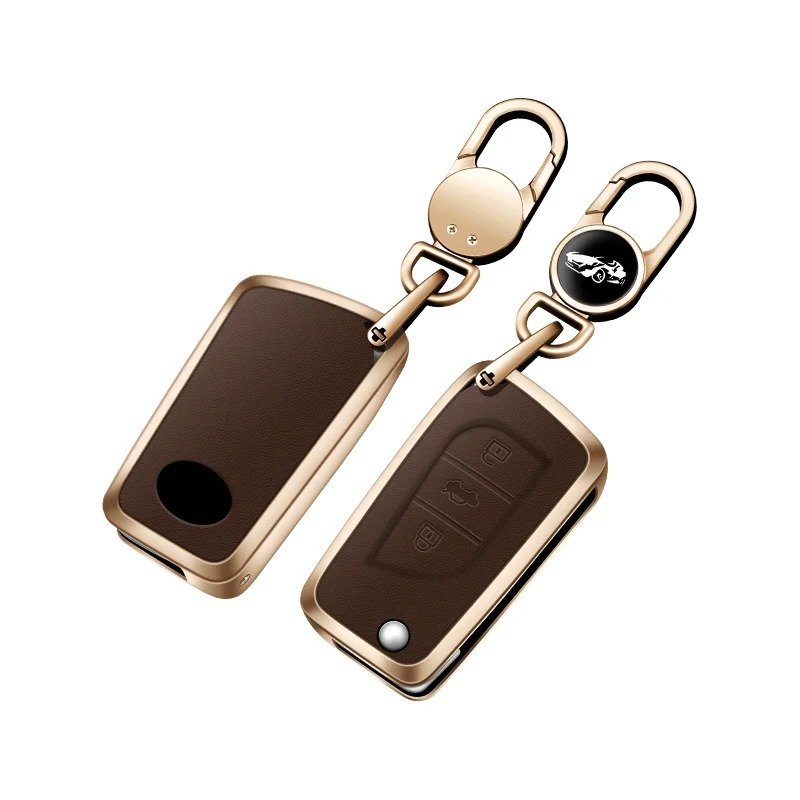 Alloy Car Key Case For Toyota Metal Car Keys Bag Cover Leather Keychain Car Key Accessories