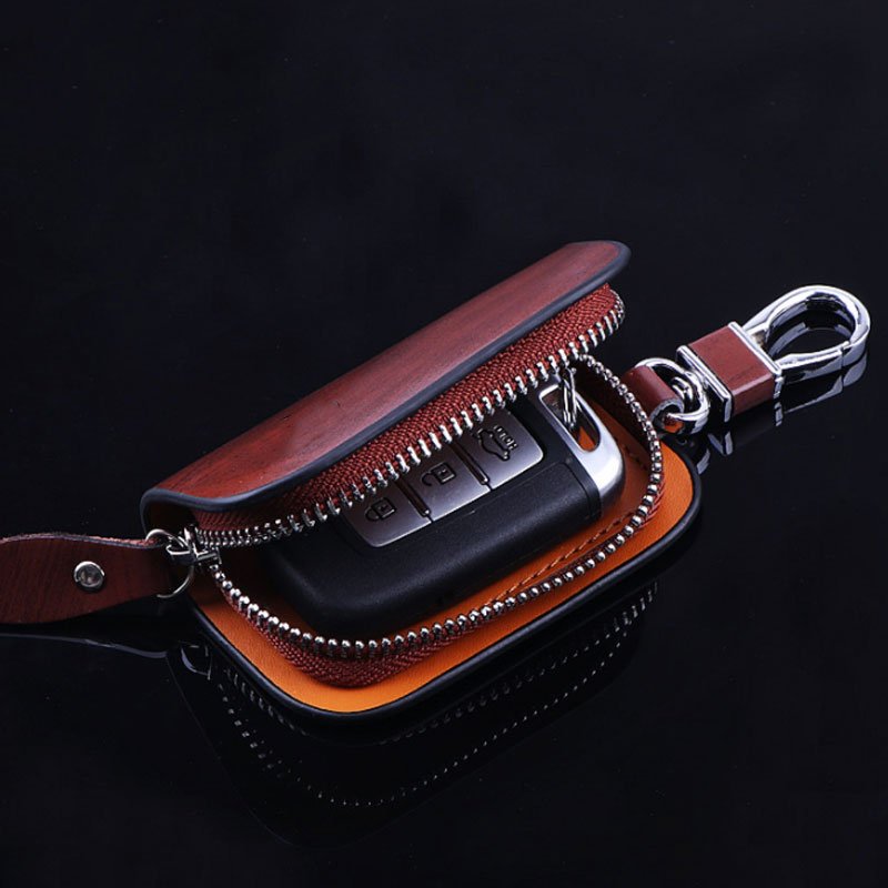OEM Car key case gift bag wood grain slip surface business for men and women senior storage logo custom hot selling accessories