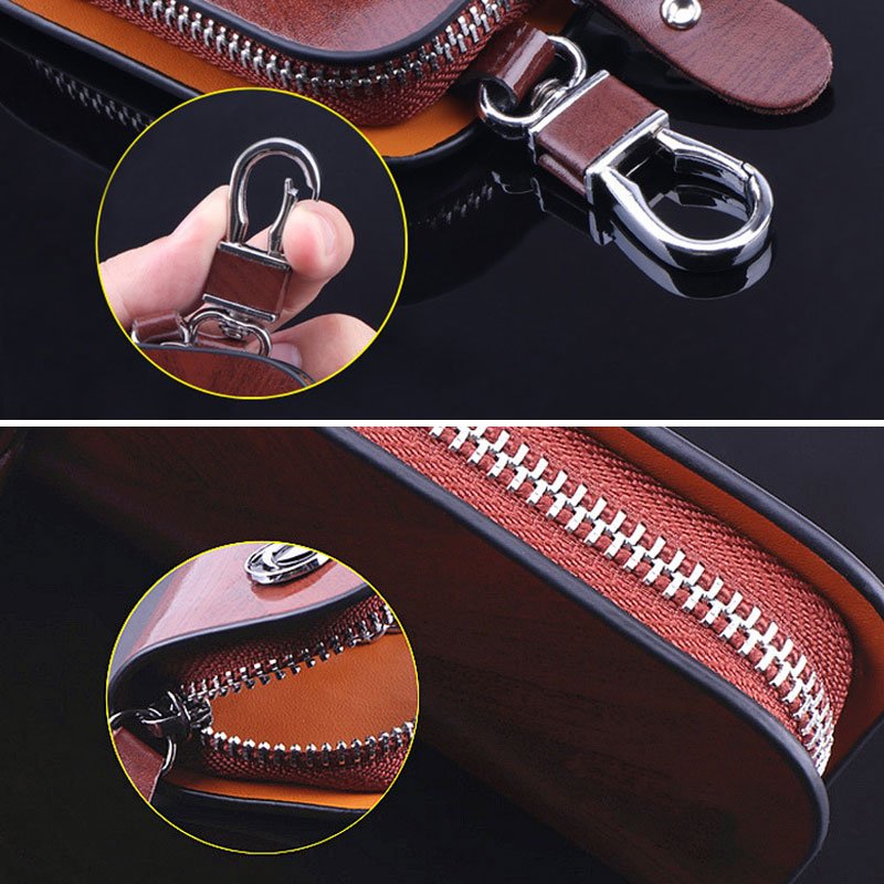 OEM Car key case gift bag wood grain slip surface business for men and women senior storage logo custom hot selling accessories