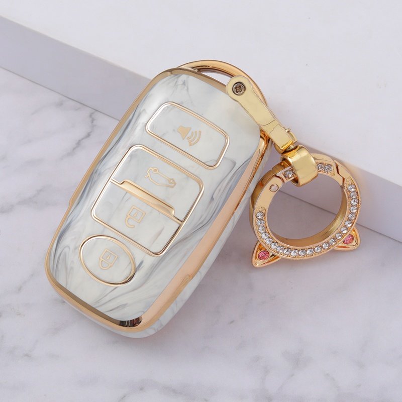New Fashion Jade TPU Car Key Case Cover with keychain For Perodua Myvi Ativa Alza 2022 4 Button car accessories key protector