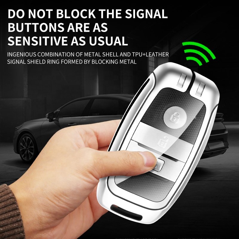 Manufacture TPU Front Car Key Cover Fob Metal Zinc Alloy Car Key Cover for 3 Buttons Leather Car Key Case Cover