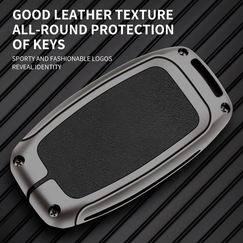Manufacture TPU Front Car Key Cover Fob Metal Zinc Alloy Car Key Cover for 3 Buttons Leather Car Key Case Cover