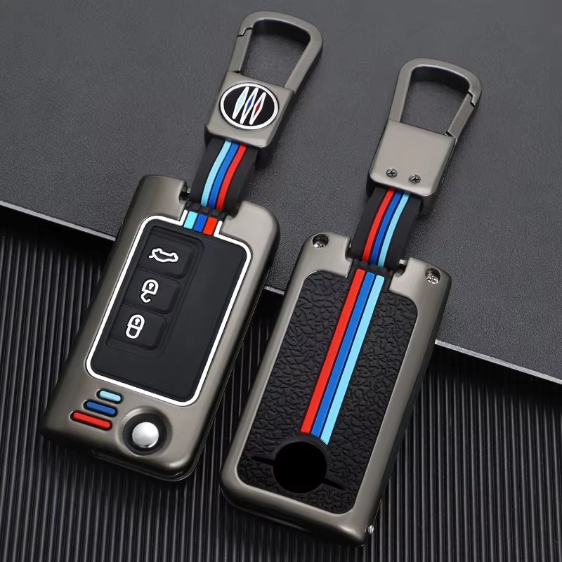 Automotive Accessories Interior Zinc Alloy+Silicone Flip Car Key Cover Case Key Fob Folding Cover Suitable for Haima