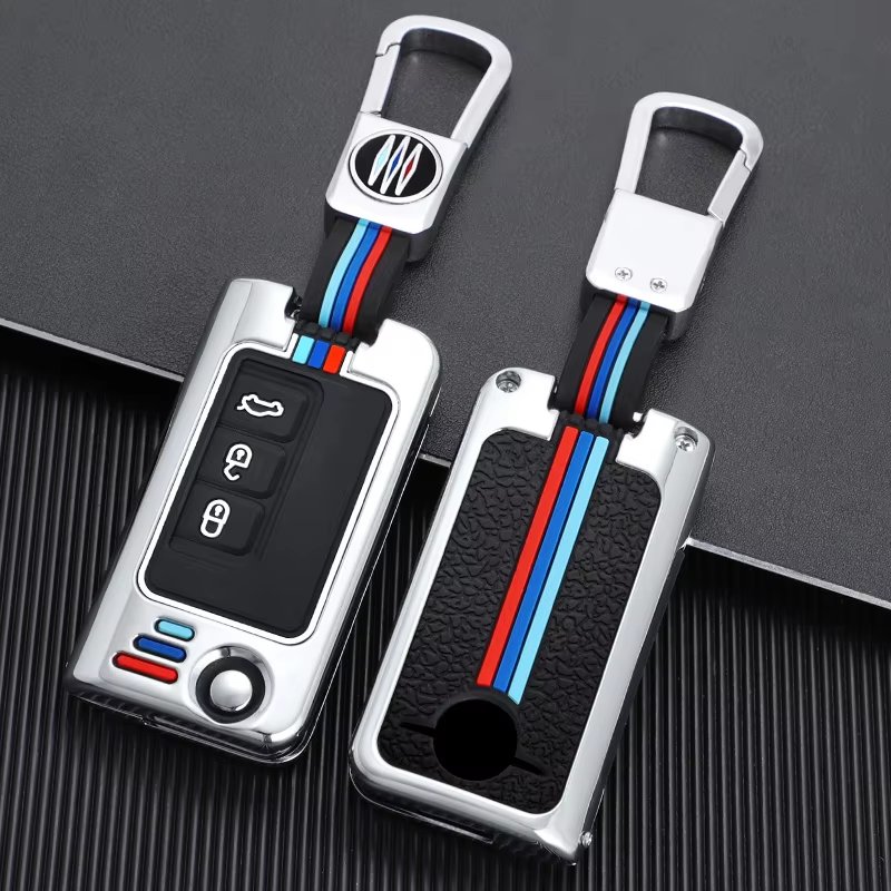Automotive Accessories Interior Zinc Alloy+Silicone Flip Car Key Cover Case Key Fob Folding Cover Suitable for Haima