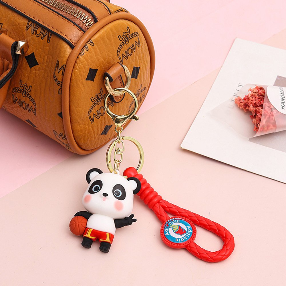 Panda 3D PVC Cute cartoon Anime keychain keychain bag pendant car keyRing silicon rubber chain Accessories