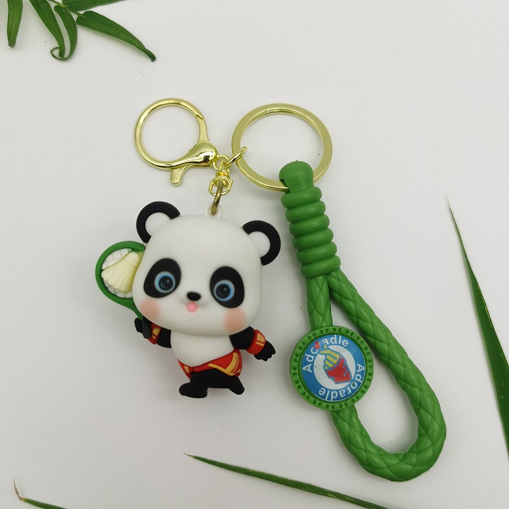 Panda 3D PVC Cute cartoon Anime keychain keychain bag pendant car keyRing silicon rubber chain Accessories