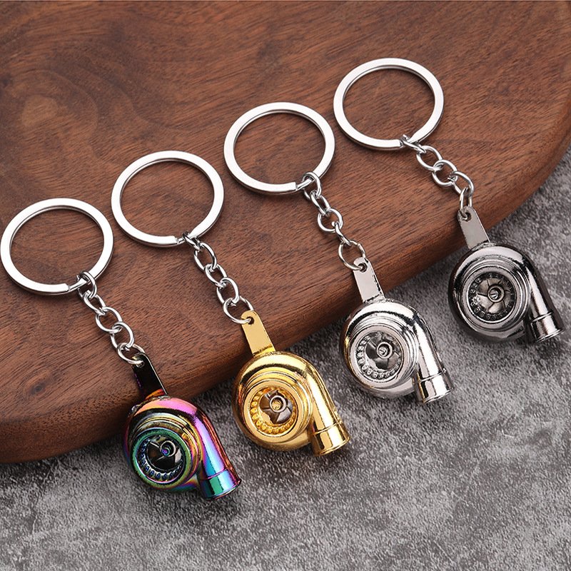 Creative car modification accessories key chain turbine shift wheel hub brake disc shock absorber metal keychains pendant