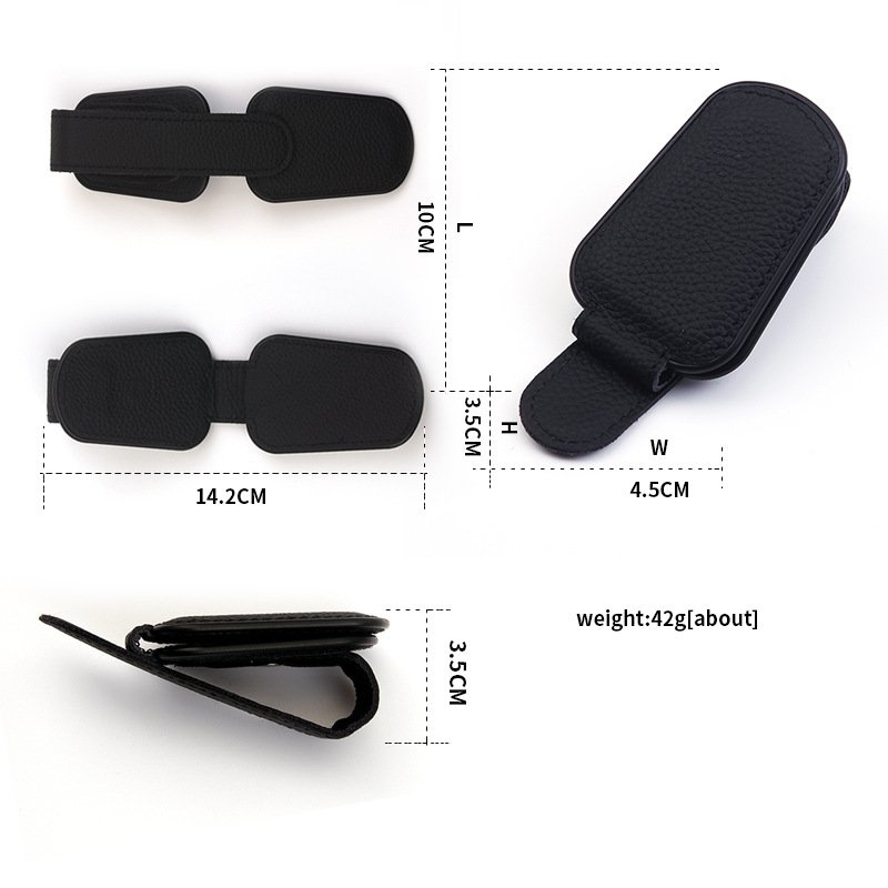 Multi-functional Car Glasses Holder Car Visor Sunglasses Leather Eyeglasses Hanger Clip Eyeglasses Auto Accessories for Car