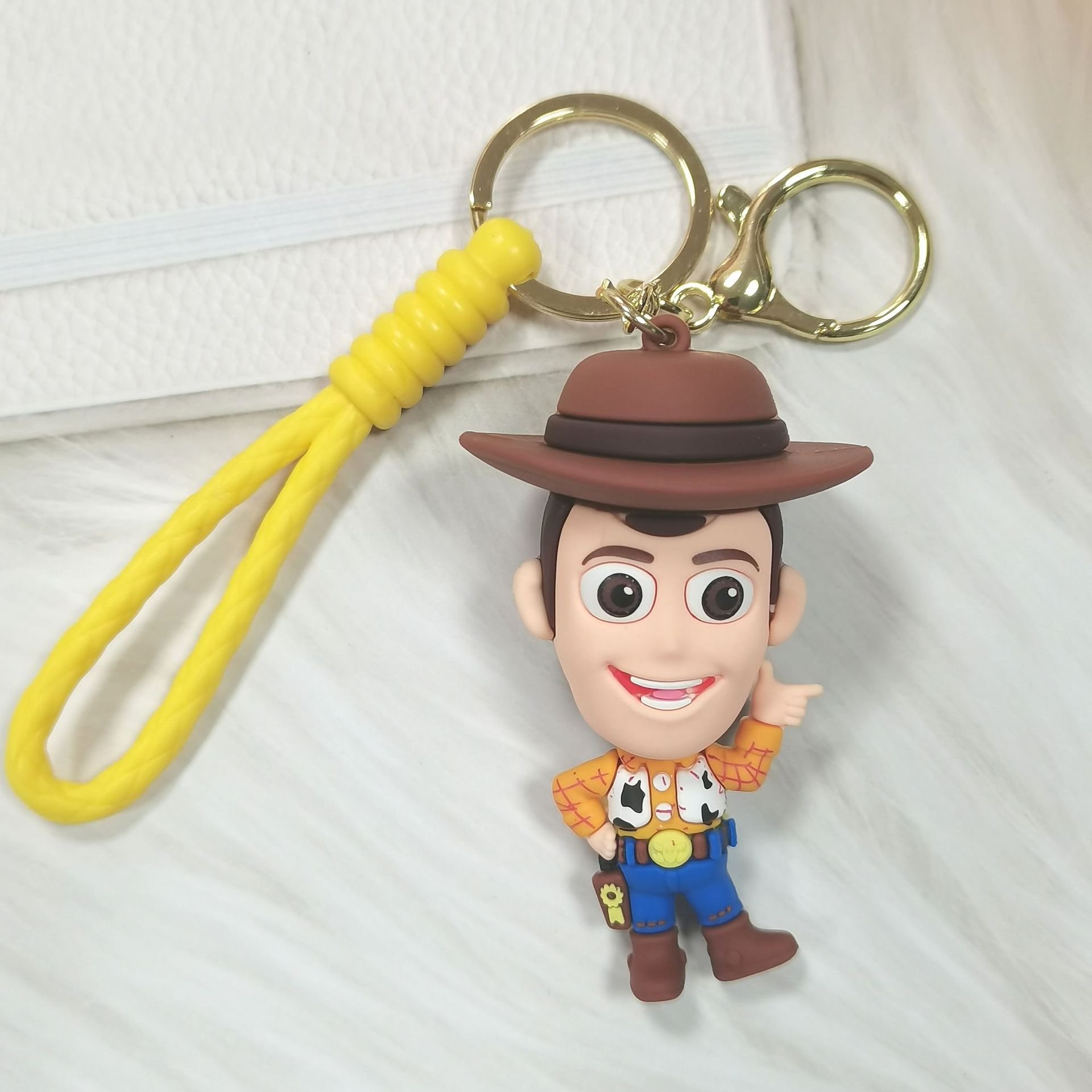 Cute Cartoon Toy Story Buzz Lightyears Strawberry Bear Doll Anime Key Chain PVC 3D Soft Rubber Car Bag Pendant Gift Keychain