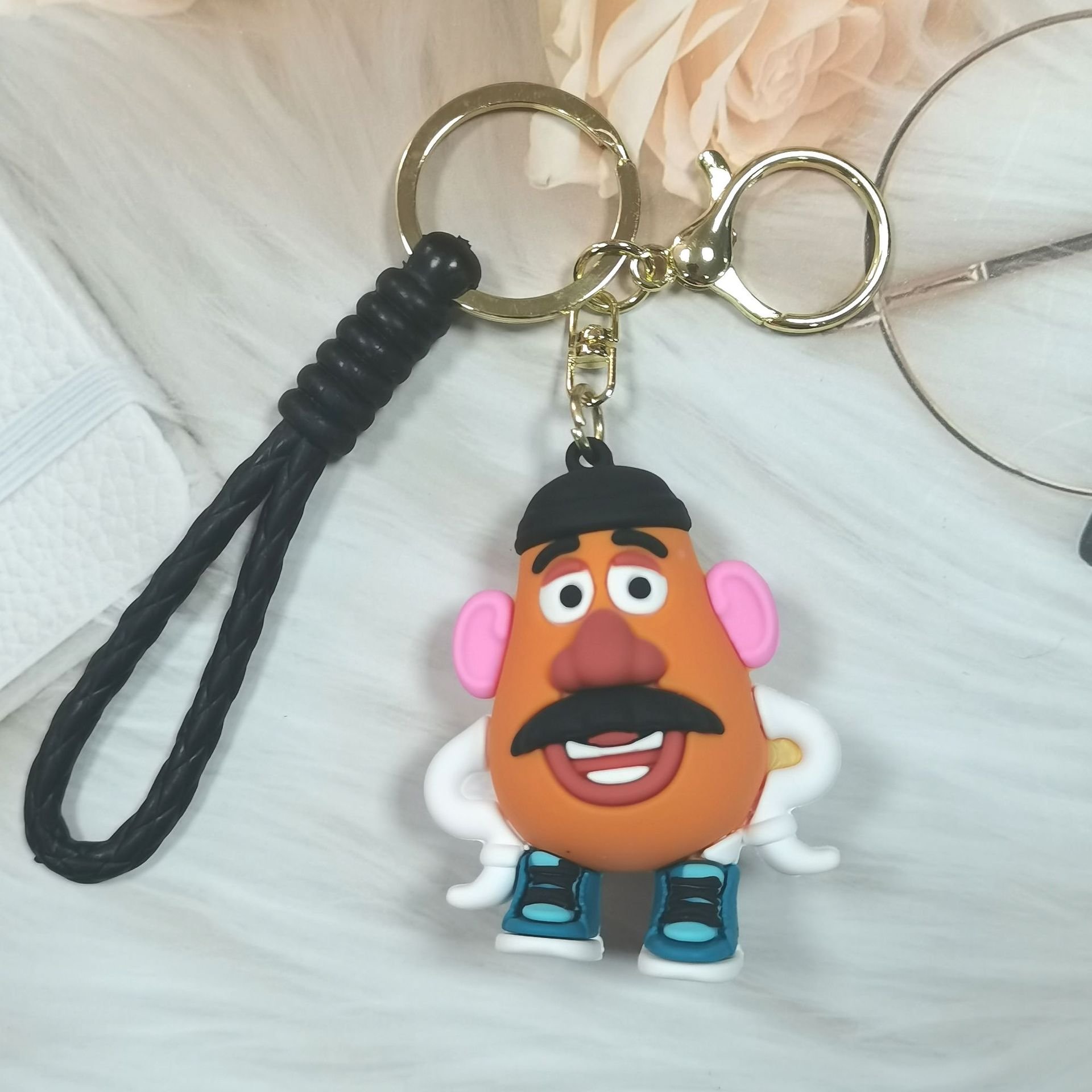 Cute Cartoon Toy Story Buzz Lightyears Strawberry Bear Doll Anime Key Chain PVC 3D Soft Rubber Car Bag Pendant Gift Keychain