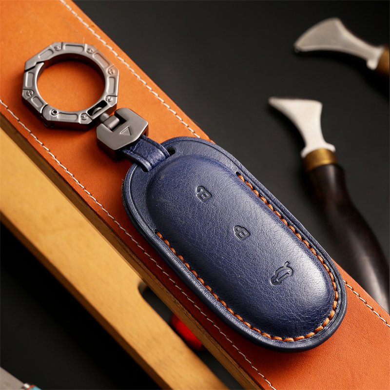 Genuine Leather Car Key Case Cover for Lixiang One Smart 3 Buttons Accessories Keys Handmade Car key Shell